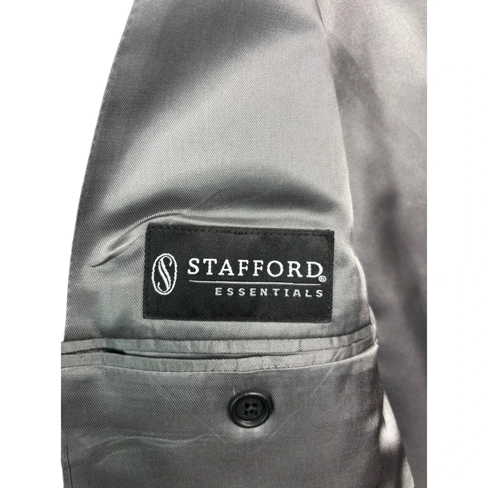Stafford 46R 40x32 Black Tuxedo 2pc Pant Suit Wool Satin Dinner Formal Evening